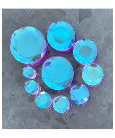 PAIR of Beautiful Faceted Mermaid Iridescent Glass Double Flare Plugs Gauges - Body Jewelry 11mm (7/16") $11.73 Body Jewelry