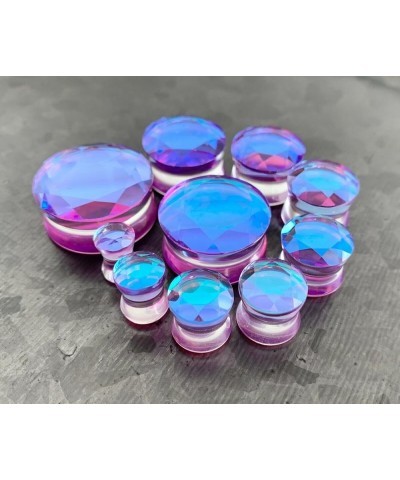 PAIR of Beautiful Faceted Mermaid Iridescent Glass Double Flare Plugs Gauges - Body Jewelry 11mm (7/16") $11.73 Body Jewelry