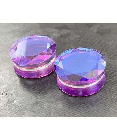 PAIR of Beautiful Faceted Mermaid Iridescent Glass Double Flare Plugs Gauges - Body Jewelry 11mm (7/16") $11.73 Body Jewelry