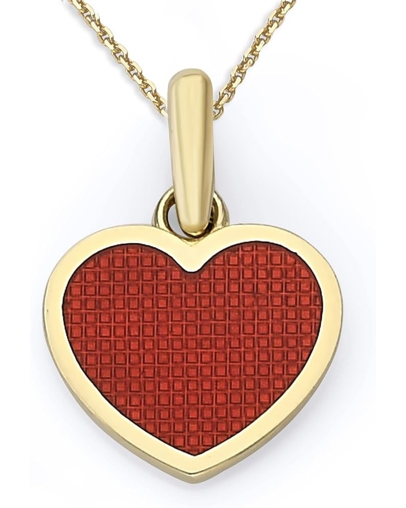 Heart Pendant Necklace in Solid 14k Gold, Red Enamel, Made in America 22" Necklace Yellow Gold $55.10 Necklaces