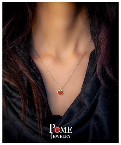 Heart Pendant Necklace in Solid 14k Gold, Red Enamel, Made in America 22" Necklace Yellow Gold $55.10 Necklaces