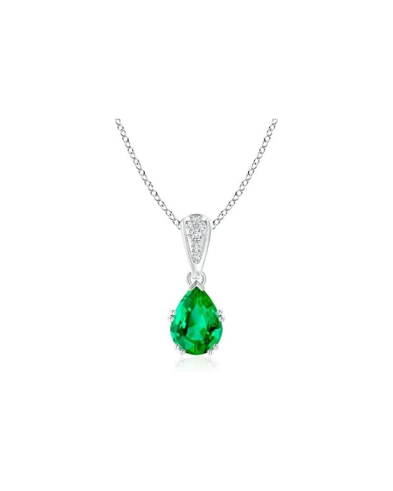 Natural Emerald Solitaire Pendant Necklace for Women, Girls in 14K Solid Gold/Platinum | May Birthstone | Jewelry Gift for He...