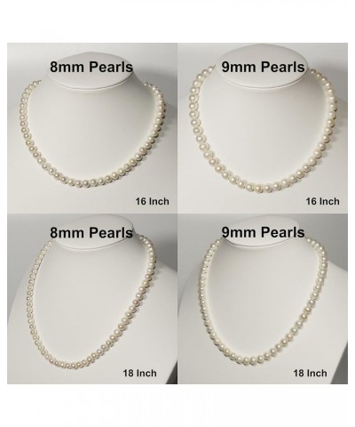 White Color Freshwater Cultured Pearl Necklaces for Women 16-48 Inch Strand AA Quality 14K White Gold Plated Sterling Silver ...