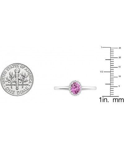 18K 6X4 MM Oval Gemstone & Round White Diamond Ladies Bridal Halo Engagement Ring, White Gold Pink Sapphire $142.81 Rings