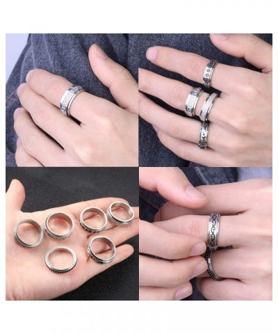 6Pcs Stainless Steel Spinner Ring for Women Men Fidget Band Rings Moon Star Meditation Ring Set for Stress Anxiety Relieving ...