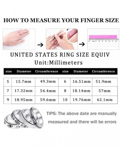 6Pcs Stainless Steel Spinner Ring for Women Men Fidget Band Rings Moon Star Meditation Ring Set for Stress Anxiety Relieving ...