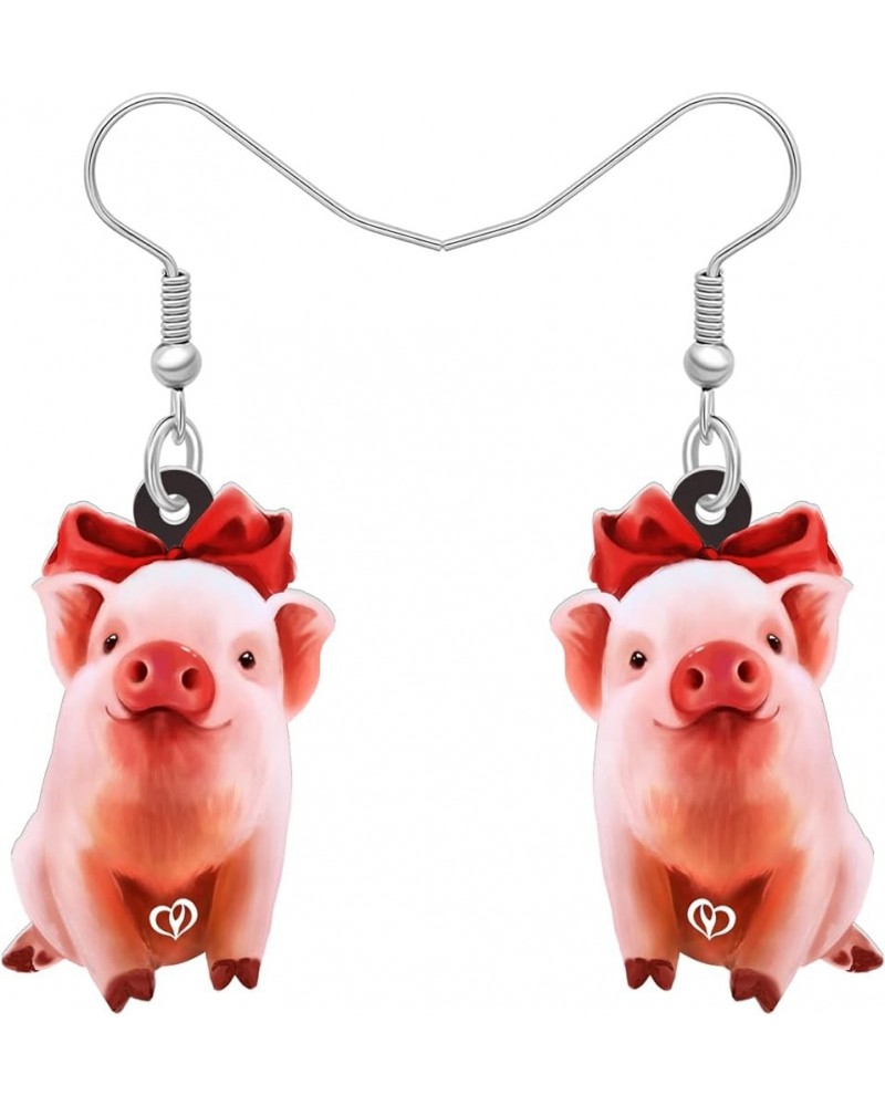 Cute Pink Pig Acrylic Earrings Dangle Jewelry Gifts for Women Girls Kids Pig Lovers Pig D $7.31 Earrings