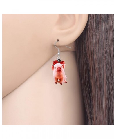 Cute Pink Pig Acrylic Earrings Dangle Jewelry Gifts for Women Girls Kids Pig Lovers Pig D $7.31 Earrings