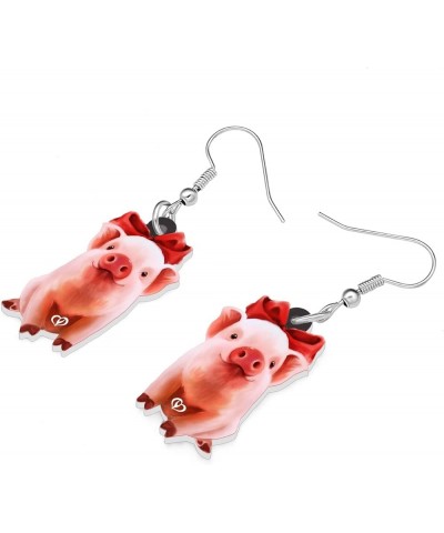 Cute Pink Pig Acrylic Earrings Dangle Jewelry Gifts for Women Girls Kids Pig Lovers Pig D $7.31 Earrings