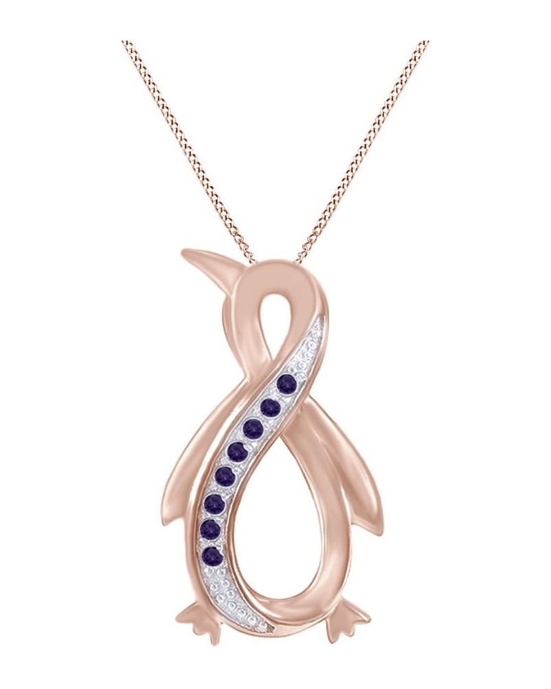 Penguin Infinity Pendant Necklace in 14K Rose Gold Over Sterling Silver Simulated alexandrite $28.19 Necklaces