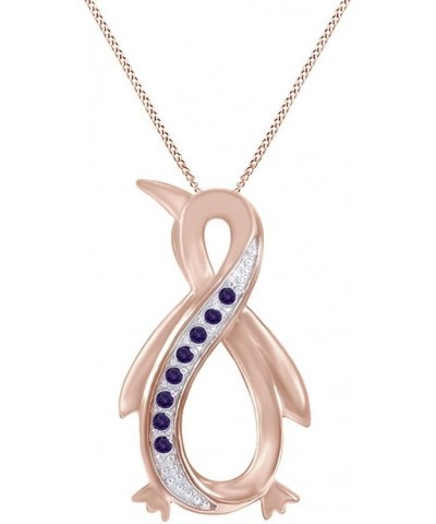 Penguin Infinity Pendant Necklace in 14K Rose Gold Over Sterling Silver Simulated alexandrite $28.19 Necklaces