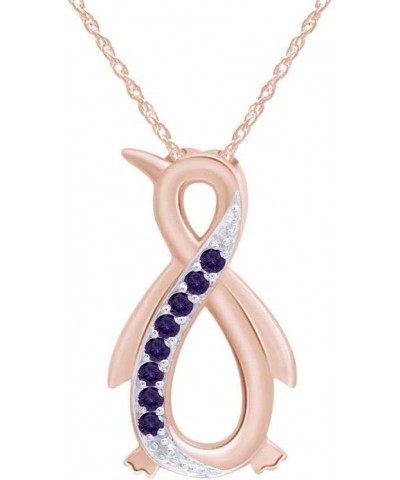 Penguin Infinity Pendant Necklace in 14K Rose Gold Over Sterling Silver Simulated alexandrite $28.19 Necklaces