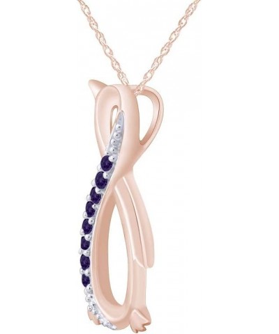 Penguin Infinity Pendant Necklace in 14K Rose Gold Over Sterling Silver Simulated alexandrite $28.19 Necklaces