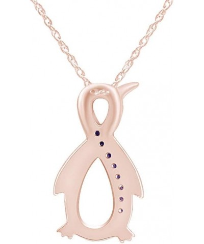 Penguin Infinity Pendant Necklace in 14K Rose Gold Over Sterling Silver Simulated alexandrite $28.19 Necklaces