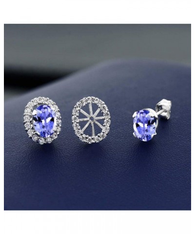 925 Sterling Silver Oval Blue Tanzanite Removable Jacket Stud Earrings For Women (1.50 Cttw, Gemstone Birthstone, Oval 7X5MM)...