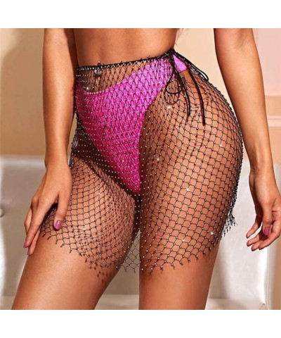 Mesh Body Chain Rhinestone Skirts Elastic Belly Skirt Fishnet Body Jewelry Accessories for Women and Girls (White) Black $8.3...