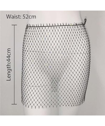 Mesh Body Chain Rhinestone Skirts Elastic Belly Skirt Fishnet Body Jewelry Accessories for Women and Girls (White) Black $8.3...