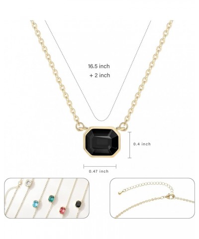 Birthstone Polygonal Crystal Pendant Necklaces, 14K Gold Plated Hypoallergenic Dainty Chain Necklace Jewelry Gifts for Women ...