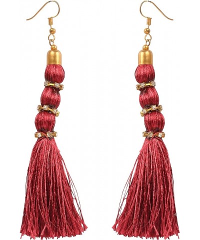 Indian Bollywood Colorful Bead Trendy Elegant Fresh Fashion Earrings In Gold or Silver Tone For Women. D026 Cherry $9.60 Earr...