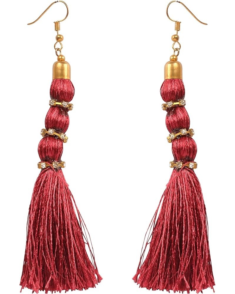 Indian Bollywood Colorful Bead Trendy Elegant Fresh Fashion Earrings In Gold or Silver Tone For Women. D026 Cherry $9.60 Earr...