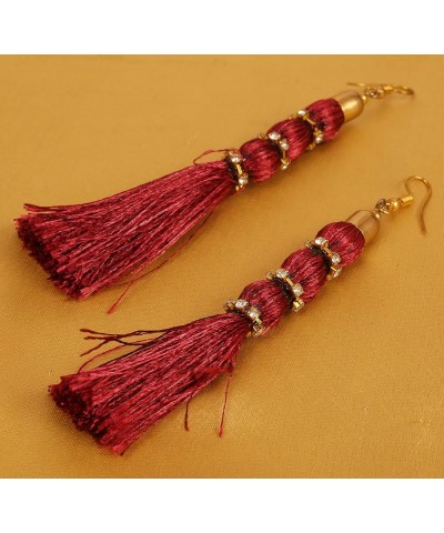 Indian Bollywood Colorful Bead Trendy Elegant Fresh Fashion Earrings In Gold or Silver Tone For Women. D026 Cherry $9.60 Earr...