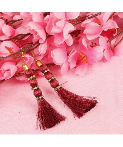 Indian Bollywood Colorful Bead Trendy Elegant Fresh Fashion Earrings In Gold or Silver Tone For Women. D026 Cherry $9.60 Earr...