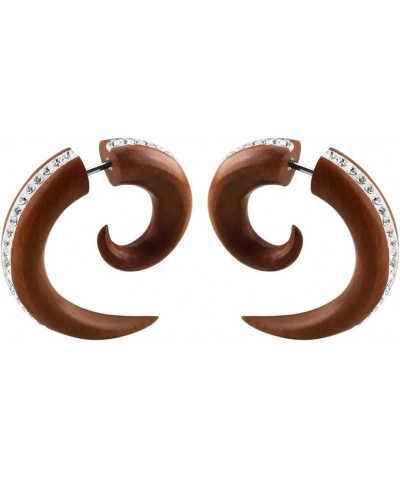 16GA Crystal Lined Organic Sawo Wood Fake Spiral Taper Plug Earrings, Sold as a Pair 8mm (0GA) $10.12 Body Jewelry