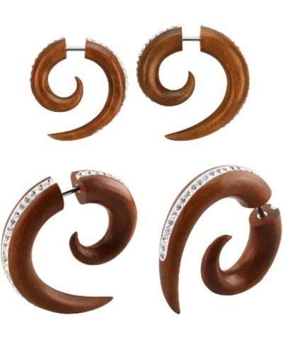 16GA Crystal Lined Organic Sawo Wood Fake Spiral Taper Plug Earrings, Sold as a Pair 8mm (0GA) $10.12 Body Jewelry