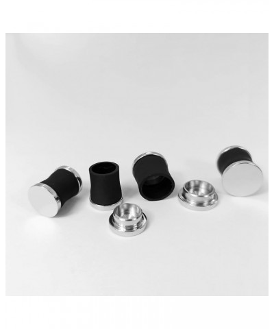 Black Ear Plugs for Women Stainless Steel Ear Gauges Plugs and Tunnels for Men Soft Silicone Gauges Ear Plugs Size 2G 0G 00G ...