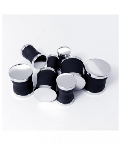 Black Ear Plugs for Women Stainless Steel Ear Gauges Plugs and Tunnels for Men Soft Silicone Gauges Ear Plugs Size 2G 0G 00G ...