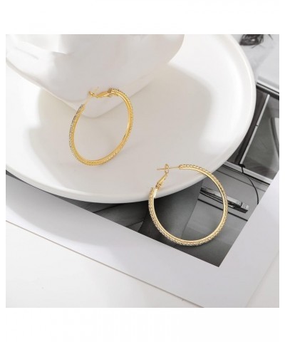 14K Gold Rhinestone Hoop Earrings Fashion Thin Big Hoop Earrings Hypoallergenic Gold Hoop Earrings for Women Girls Jewelry Gi...