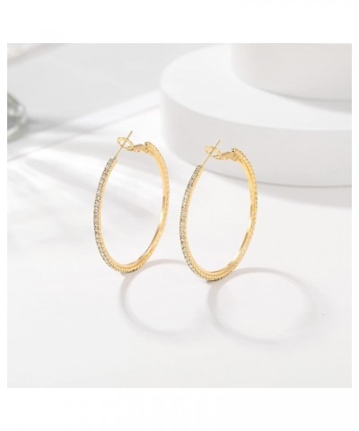 14K Gold Rhinestone Hoop Earrings Fashion Thin Big Hoop Earrings Hypoallergenic Gold Hoop Earrings for Women Girls Jewelry Gi...