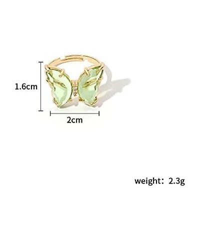 8 Pcs Gold Plated 3D Butterfly Rings Acrylic Adjustable Open Colorful Crystal Bowknot Shaped Band Rings for Women Girls Finge...