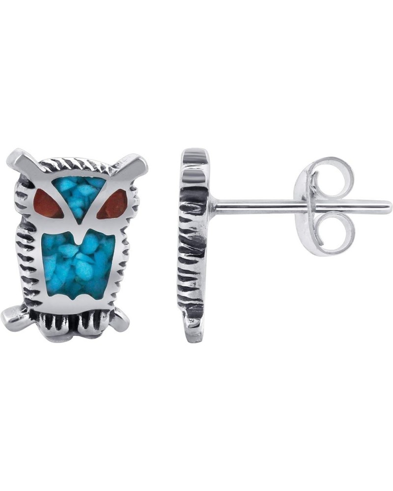 Southwestern Style 925 Sterling Silver Stud Earrings Owl $19.00 Earrings