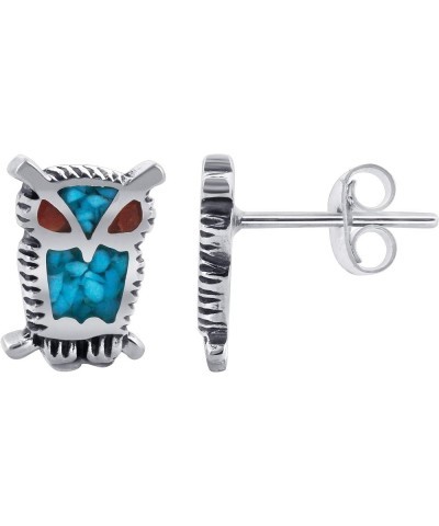 Southwestern Style 925 Sterling Silver Stud Earrings Owl $19.00 Earrings