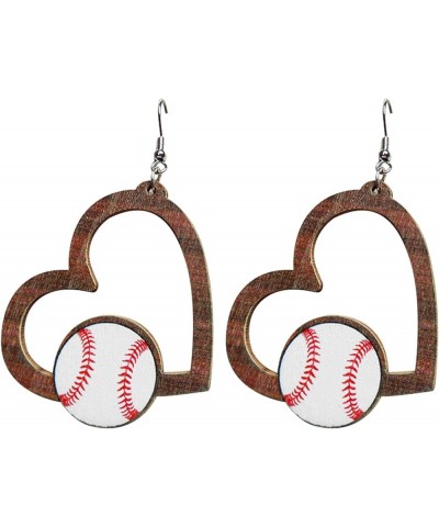 Retro Sports Ball Wooden Dangle Earrings Dainty Baseball Earrings for Women Girls Jewelry B $6.29 Earrings