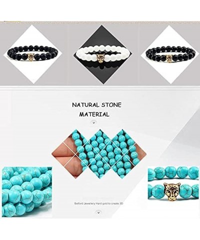 Bracelets Natural Stone Beads Bracelets Black Colorful Turquoises Couple Bangles With Volcano Stone Beads bright black $11.80...