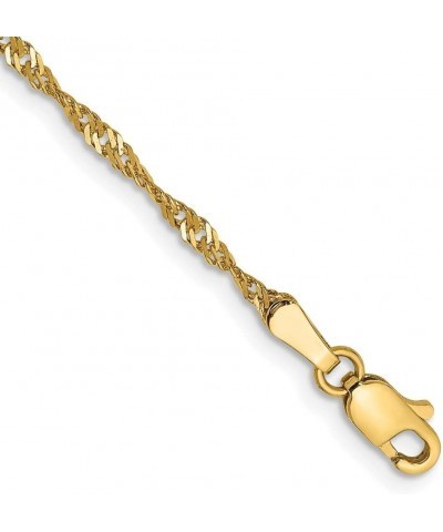 14k Yellow Gold 1.70mm Singapore Chain Bracelet For Women 8.0 Inches $84.58 Bracelets