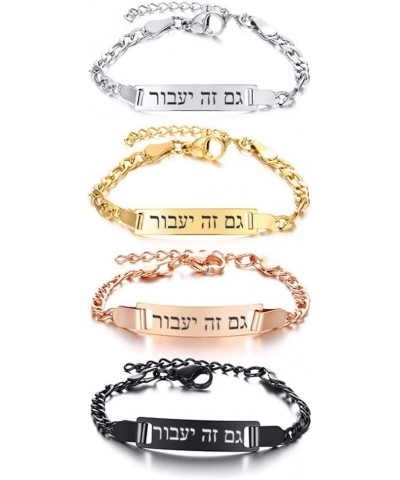 SHNIAN Hebrew Letter Bracelet Jewelry Personalized Engravable Stainless Steel Name Plate Identity ID Bar Curb Chain ID Bracel...