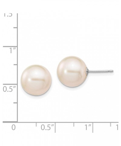 White Round Round Freshwater Cultured Pearl Post Earrings in Real 14k White Gold 10 to 11mm $55.50 Earrings