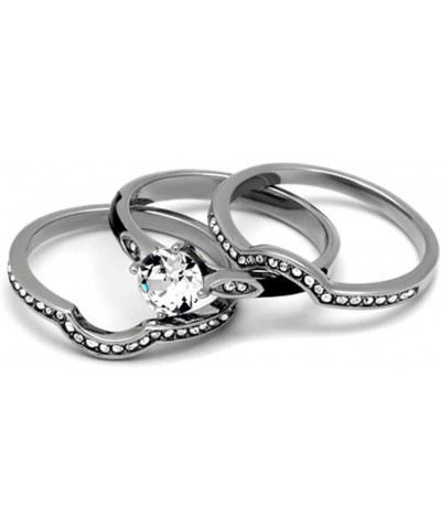 Her and His 4 Piece Silver and Black Stainless Steel and Titanium Wedding Ring Band Set Size Women's 08 Men's 09 $20.50 Sets