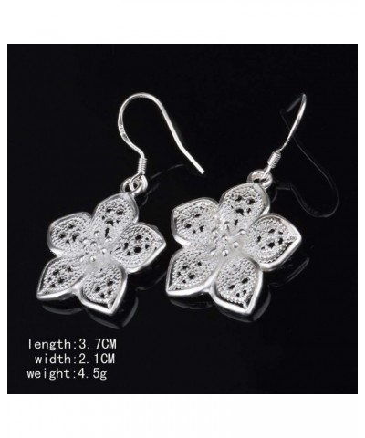 Sparkling Drop Dangle Earrings Statement Silver Hollow Rose Women Fish Hook Earrings Elegant Dainty Jewelry Gift $3.86 Earrings