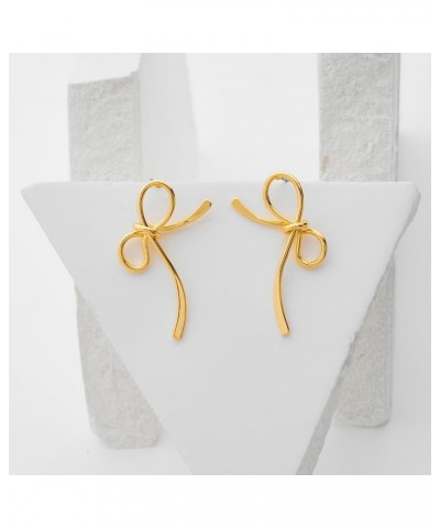 Gold Bow Earrings for Women Statement Ribbon Bow Stud Earrings Bowknot Earrings Jewelry Gifts Color F $9.00 Earrings