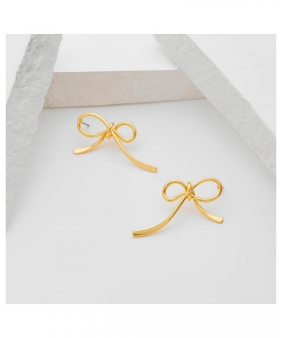 Gold Bow Earrings for Women Statement Ribbon Bow Stud Earrings Bowknot Earrings Jewelry Gifts Color F $9.00 Earrings