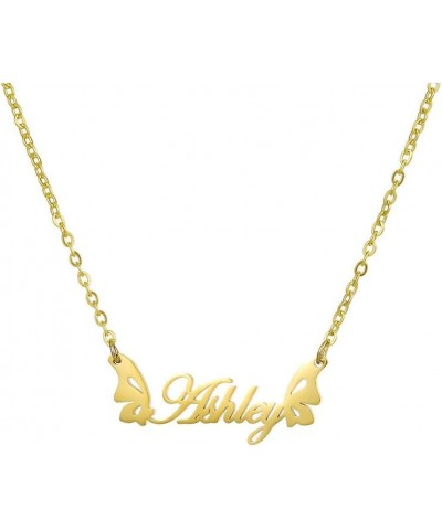 Custom Name Necklace Personalized Golden Plated Nameplate Customized Jewelry Gift for Women Golden $14.74 Necklaces