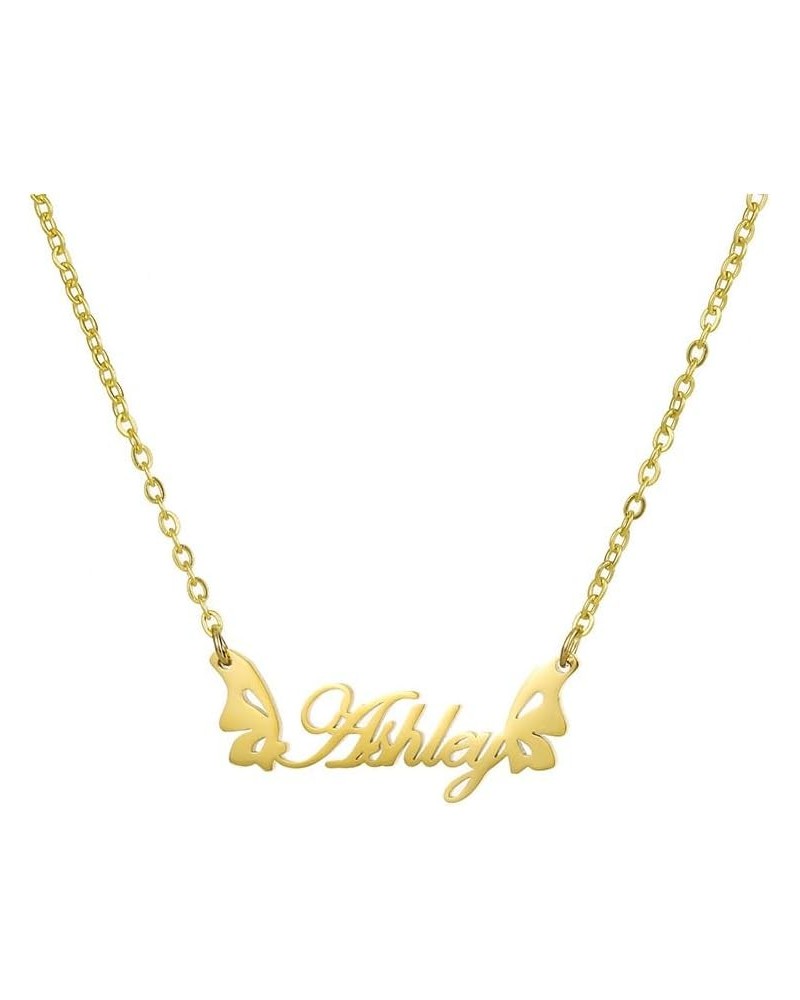 Custom Name Necklace Personalized Golden Plated Nameplate Customized Jewelry Gift for Women Golden $14.74 Necklaces