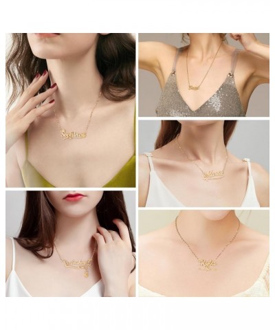 Custom Name Necklace Personalized Golden Plated Nameplate Customized Jewelry Gift for Women Golden $14.74 Necklaces