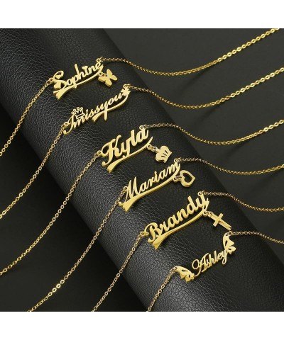 Custom Name Necklace Personalized Golden Plated Nameplate Customized Jewelry Gift for Women Golden $14.74 Necklaces