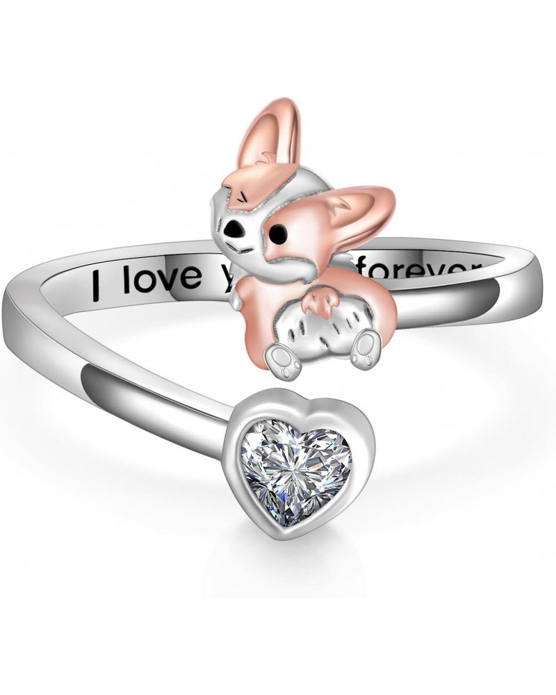 Corgi Ring for Women 925 Sterling Silver Corgi Open Rings Cute Adjustable Dog Ring Corgi Gifts Corgi Gifts for Corgi Lovers $...