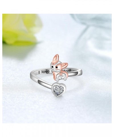 Corgi Ring for Women 925 Sterling Silver Corgi Open Rings Cute Adjustable Dog Ring Corgi Gifts Corgi Gifts for Corgi Lovers $...